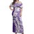 Polynesian Purple Plumeria Lei Off Shoulder Maxi Dress with Hammerhead Shark