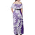 Polynesian Purple Plumeria Lei Off Shoulder Maxi Dress with Hammerhead Shark