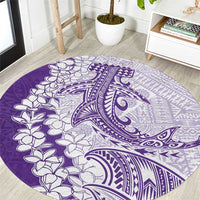 Polynesian Purple Plumeria Lei Round Carpet with Hammerhead Shark LT7 Purple - Polynesian Pride