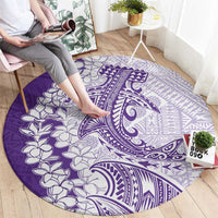 Polynesian Purple Plumeria Lei Round Carpet with Hammerhead Shark LT7 - Polynesian Pride