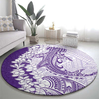 Polynesian Purple Plumeria Lei Round Carpet with Hammerhead Shark LT7 - Polynesian Pride