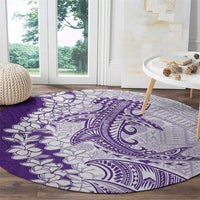 Polynesian Purple Plumeria Lei Round Carpet with Hammerhead Shark LT7 - Polynesian Pride