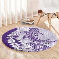 Polynesian Purple Plumeria Lei Round Carpet with Hammerhead Shark LT7 - Polynesian Pride
