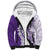 Polynesian Purple Plumeria Lei Sherpa Hoodie with Hammerhead Shark