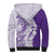 Polynesian Purple Plumeria Lei Sherpa Hoodie with Hammerhead Shark