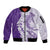 Polynesian Purple Plumeria Lei Sleeve Zip Bomber Jacket with Hammerhead Shark