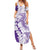 Polynesian Purple Plumeria Lei Summer Maxi Dress with Hammerhead Shark