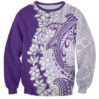 Polynesian Purple Plumeria Lei Sweatshirt with Hammerhead Shark LT7 Unisex Purple - Polynesian Pride