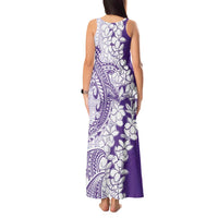 Polynesian Purple Plumeria Lei Tank Maxi Dress with Hammerhead Shark LT7 - Polynesian Pride