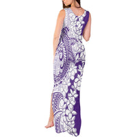 Polynesian Purple Plumeria Lei Tank Maxi Dress with Hammerhead Shark LT7 - Polynesian Pride