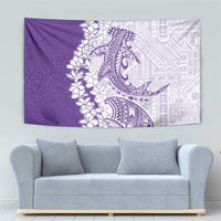Polynesian Purple Plumeria Lei Tapestry with Hammerhead Shark LT7 - Polynesian Pride