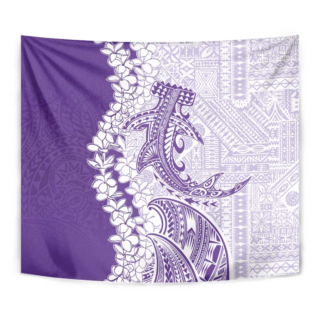 Polynesian Purple Plumeria Lei Tapestry with Hammerhead Shark LT7 - Polynesian Pride