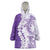 Polynesian Purple Plumeria Lei Wearable Blanket Hoodie with Hammerhead Shark