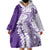 Polynesian Purple Plumeria Lei Wearable Blanket Hoodie with Hammerhead Shark