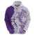 Polynesian Purple Plumeria Lei Zip Hoodie with Hammerhead Shark