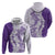 Polynesian Purple Plumeria Lei Zip Hoodie with Hammerhead Shark