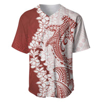 Polynesian Crimson Plumeria Lei Baseball Jersey with Hammerhead Shark LT7 Red - Polynesian Pride