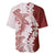 Polynesian Crimson Plumeria Lei Baseball Jersey with Hammerhead Shark