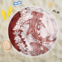 Polynesian Crimson Plumeria Lei Beach Blanket with Hammerhead Shark LT7 One Size 150cm Red - Polynesian Pride