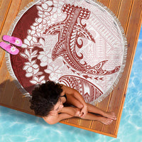 Polynesian Crimson Plumeria Lei Beach Blanket with Hammerhead Shark LT7 - Polynesian Pride