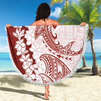 Polynesian Crimson Plumeria Lei Beach Blanket with Hammerhead Shark LT7 - Polynesian Pride