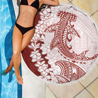 Polynesian Crimson Plumeria Lei Beach Blanket with Hammerhead Shark LT7 - Polynesian Pride