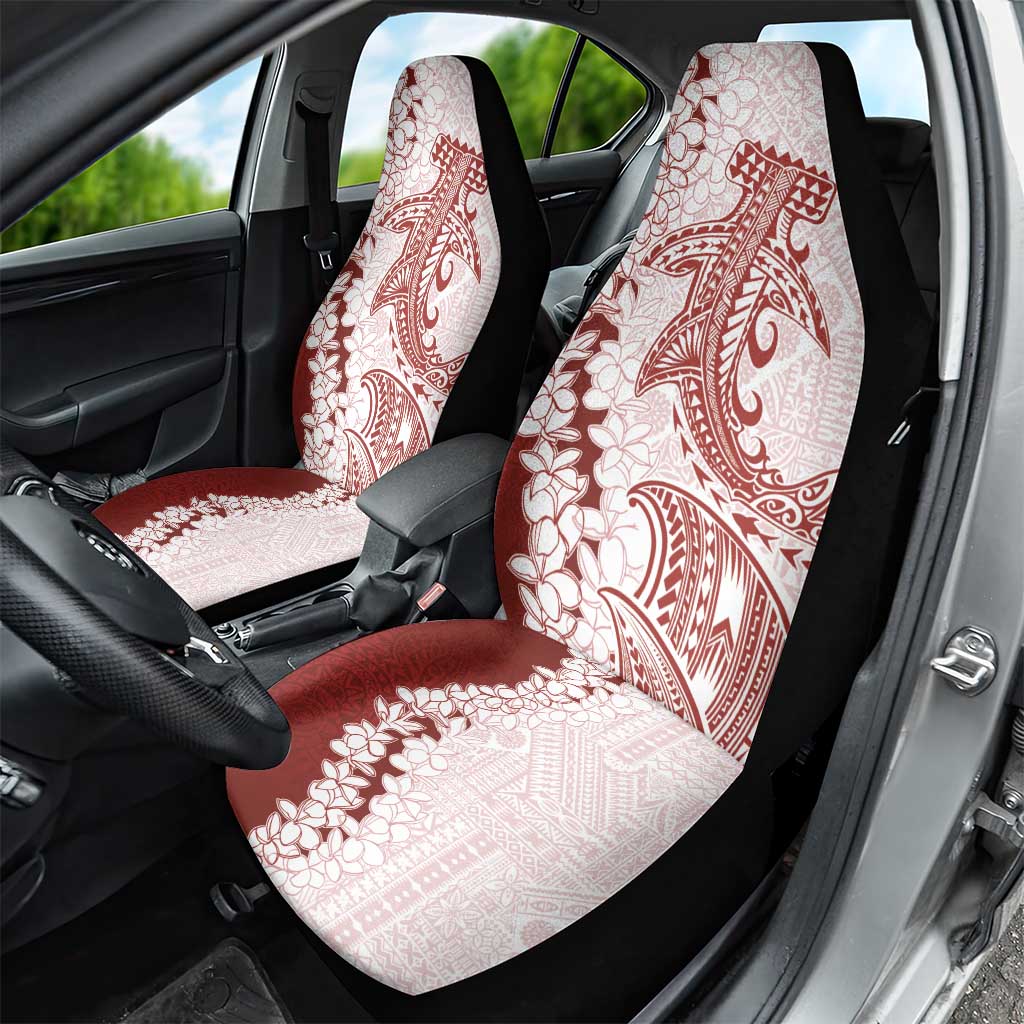 Polynesian Crimson Plumeria Lei Car Seat Cover with Hammerhead Shark LT7 - Polynesian Pride