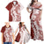 Polynesian Crimson Plumeria Lei Family Matching Off Shoulder Maxi Dress and Hawaiian Shirt with Hammerhead Shark