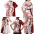 Polynesian Crimson Plumeria Lei Family Matching Off Shoulder Maxi Dress and Hawaiian Shirt with Hammerhead Shark