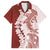 Polynesian Crimson Plumeria Lei Family Matching Off Shoulder Maxi Dress and Hawaiian Shirt with Hammerhead Shark