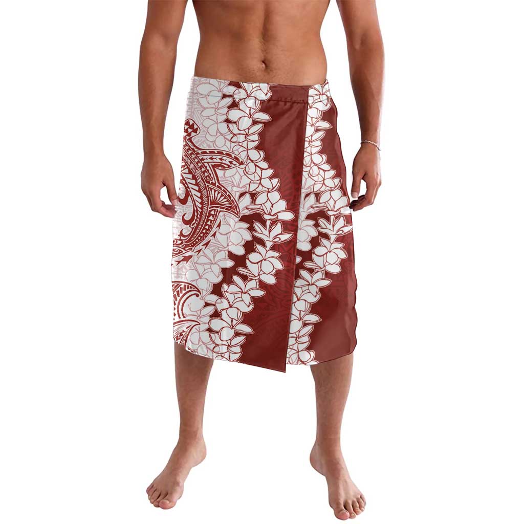 Polynesian Crimson Plumeria Lei Lavalava with Hammerhead Shark