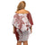 Polynesian Crimson Plumeria Lei Off Shoulder Short Dress with Hammerhead Shark