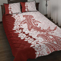Polynesian Crimson Plumeria Lei Quilt Bed Set with Hammerhead Shark LT7 Red - Polynesian Pride