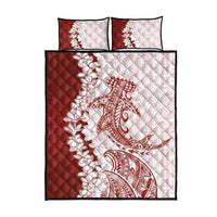 Polynesian Crimson Plumeria Lei Quilt Bed Set with Hammerhead Shark LT7 - Polynesian Pride
