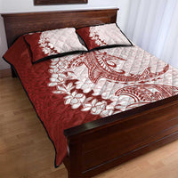 Polynesian Crimson Plumeria Lei Quilt Bed Set with Hammerhead Shark LT7 - Polynesian Pride
