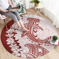 Polynesian Crimson Plumeria Lei Round Carpet with Hammerhead Shark LT7 - Polynesian Pride