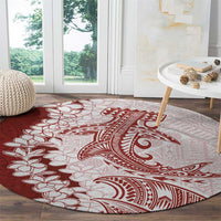 Polynesian Crimson Plumeria Lei Round Carpet with Hammerhead Shark LT7 - Polynesian Pride