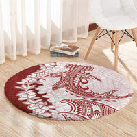 Polynesian Crimson Plumeria Lei Round Carpet with Hammerhead Shark LT7 - Polynesian Pride