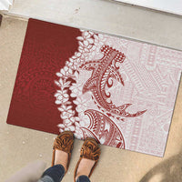 Polynesian Crimson Plumeria Lei Rubber Doormat with Hammerhead Shark LT7 - Polynesian Pride