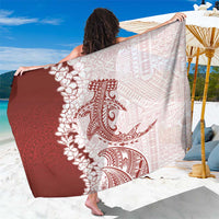 Polynesian Crimson Plumeria Lei Sarong with Hammerhead Shark LT7 One Size 44 x 66 inches Red - Polynesian Pride