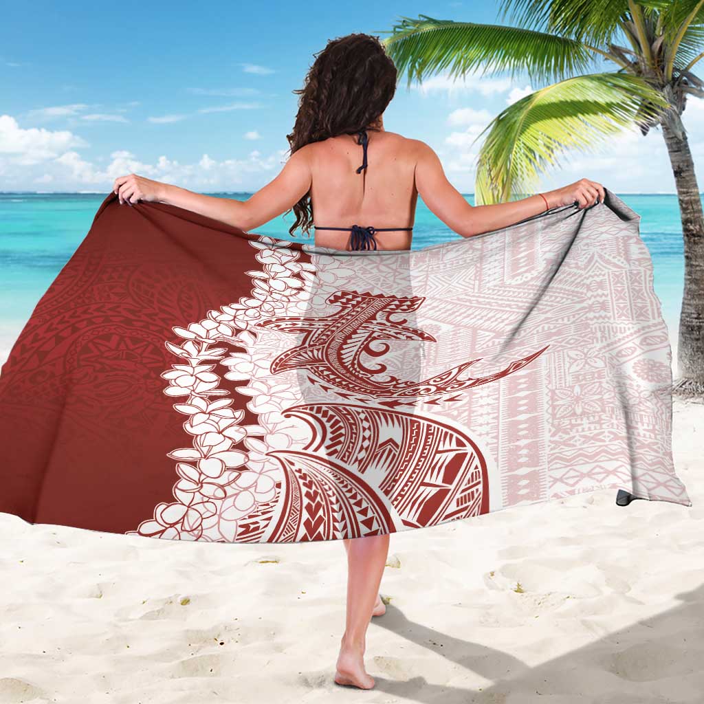 Polynesian Crimson Plumeria Lei Sarong with Hammerhead Shark LT7 - Polynesian Pride