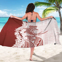 Polynesian Crimson Plumeria Lei Sarong with Hammerhead Shark LT7 - Polynesian Pride