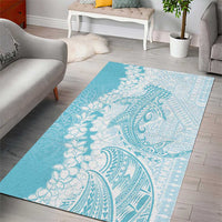 Polynesian Turquoise Plumeria Lei Area Rug with Hammerhead Shark LT7 - Polynesian Pride