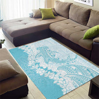 Polynesian Turquoise Plumeria Lei Area Rug with Hammerhead Shark LT7 - Polynesian Pride