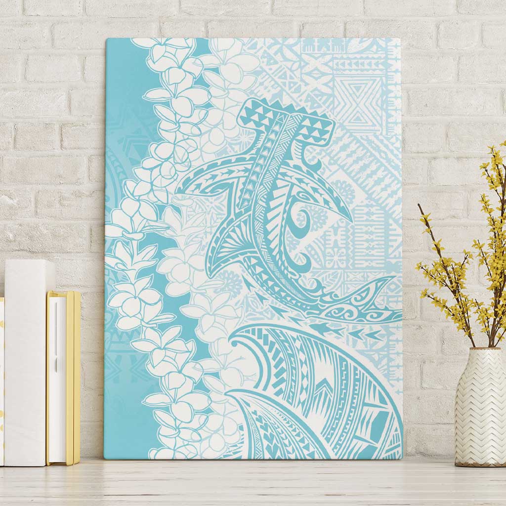 Polynesian Turquoise Plumeria Lei Canvas Wall Art with Hammerhead Shark LT7 Without Frame Turquoise - Polynesian Pride