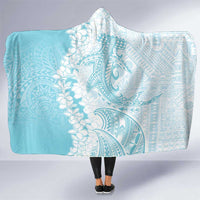 Polynesian Turquoise Plumeria Lei Hooded Blanket with Hammerhead Shark LT7 One Size Turquoise - Polynesian Pride