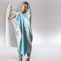 Polynesian Turquoise Plumeria Lei Hooded Blanket with Hammerhead Shark LT7 - Polynesian Pride