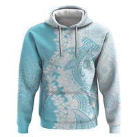 Polynesian Turquoise Plumeria Lei Hoodie with Hammerhead Shark LT7 Pullover Hoodie Turquoise - Polynesian Pride