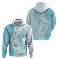 Polynesian Turquoise Plumeria Lei Hoodie with Hammerhead Shark LT7 - Polynesian Pride