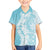 Polynesian Turquoise Plumeria Lei Kid Hawaiian Shirt with Hammerhead Shark